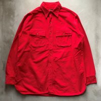 【L/XL】50s LL BEAN 長袖シャモアクロスシャツ 赤 無地■ビンテージ オールド アメリカ古着 エルエルビーン 筆記体黒タグ ネルシャツ 