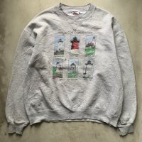 【L/XL】90s USA製 JERZEES 灯台 プリントスウェット 杢グレー■ビンテージ オールド アメリカ古着 前V ラッセル メランジ