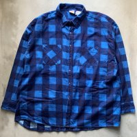 【XL/2XL】OZARK TRAIL 長袖プリントネルシャツ 青紺チェック■ビンテージ オールド アメリカ古着 90s/2000s ライトネル ビッグサイズ