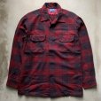 画像1: 【S/M】70s USA製 PENDLETON オープンカラー 長袖ウールシャツ バーガン■ビンテージ アメリカ古着 ペンドルトン ボックス ボートシャツ (1)