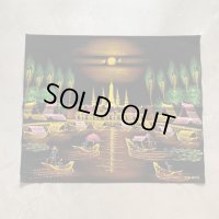 【71cm×84cm】SALE!! THAILAND ベロア ハンドペイント タペストリー ブラック 黒■ビンテージ アンティーク ファブリック アート 絵画