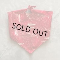 【41cm×39cm】SALE!! マリン柄 三角巾 テキスタイル ファブリック 端切れ 赤■ビンテージ アンティーク オールド レトロ 腰巻き 古生地