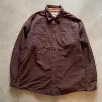 【L/XL】carhartt 裏ネル ワークシャツ ブラウン 茶色■ビンテージ アメリカ古着 カーハート ビッグサイズ