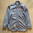 画像1: 【L】carhartt FR 刺繍入り 長袖ワークシャツ 青系■ビンテージ オールド アメリカ古着 カーハート No.2 (1)