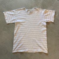 【S/M or Ladies】USA製 LA LOVING ボーダーTシャツ 白×ライトグレー■ビンテージ オールド アメリカ古着 オールコットン レディース