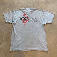 【XL】80s-90s USA製 Tootsies ストリップ プリントTシャツ 水色■ビンテージ オールド アメリカ古着 エロ シングルステッチ ナイトクラブ