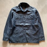 【M】70s Unicorn ビニルレザージャケット ネイビー 紺■ビンテージ オールド レトロ アメリカ古着 革ジャン フェイクレザーシャツ