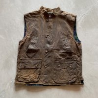 【M】イングランド製 Argatta オイルドベスト ブラウン 茶色■ビンテージ オールド ヨーロッパ古着 70s イギリス ブリティッシュ