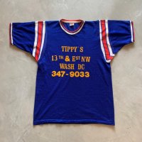 【M/L】70s USA製 MASON メッシュ 半袖ゲームシャツ 青■ビンテージ オールド アメリカ古着 リンガー フットボール ナンバリング