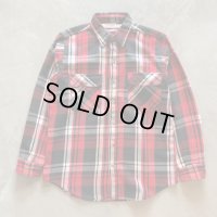 【M/L】美品 90s USA製 FIVE BROTHER ヘビーネルシャツ 赤黒白チェック■ビンテージ オールド アメリカ古着 ファイブブラザー