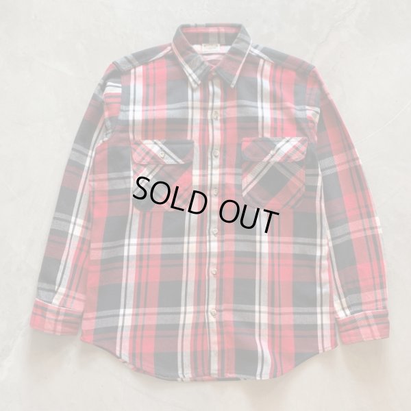 画像1: 【M/L】美品 90s USA製 FIVE BROTHER ヘビーネルシャツ 赤黒白チェック■ビンテージ オールド アメリカ古着 ファイブブラザー
