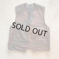 【L/XL】ELAZAR LEATHER パッチワーク レザーベスト 焦げ茶■ビンテージ オールド レトロ アメリカ古着 スナップボタン