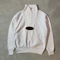 【S(M/L相当)】USA製 MV SPORT ハーフジップスウェット ライトグレー■ビンテージ オールド アメリカ古着 90s ハイコットン 刺繍