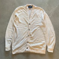 【L/XL】USA製 Par Four アクリルニット カーディガン 白無地■ビンテージ オールド アメリカ古着 ニット ゴルフウェア 80s/90s
