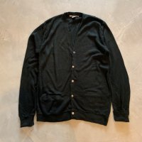 【L-TALL】USA製 GEOFFREY BEENE アクリルニット カーディガン ブラック 黒無地■ビンテージ オールド アメリカ古着 ニット 90s