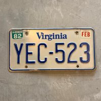 【15.2cm×30.5cm】80s Virginia アメ車 ナンバープレート 白×青■ビンテージ アンティーク アメリカ雑貨 ブリキ看板 ガレージ