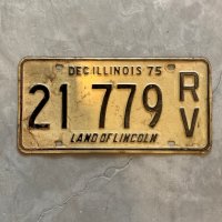 【15.2cm×30.4cm】70s ILLINOIS アメ車 ナンバープレート 白×黒■ビンテージ アンティーク アメリカ雑貨 ブリキ看板 ガレージ シカゴ