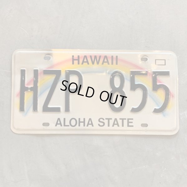 画像1: 【15.3cm×30.4cm】HAWAII ハワイ アメ車 ナンバープレート 白■ビンテージ アンティーク アメリカ雑貨 虹 ブリキ看板 ガレージ 2000s