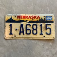 【15.3cm×30.7cm】NEBRASKA アメ車 ナンバープレート 白■ビンテージ アンティーク アメリカ雑貨 ブリキ看板 ガレージ 90s