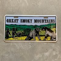 【15.2cm×30.0cm】GREAT SMOKY MOUNTAINS 国立公園 サイン ナンバープレート■ビンテージ アンティーク アメリカ雑貨 ブリキ看板 熊 動物