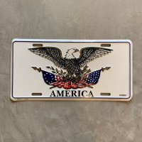 【15.2cm×30.0cm】80s USA製 AMERICA 鷲 サイン ナンバープレート■ビンテージ アンティーク アメリカ雑貨 ブリキ看板 イーグル 星条旗
