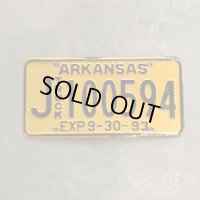 【15.2cm×30.2cm】90s ARKANSAS トラック ナンバープレート 黄色×黒■ビンテージ アンティーク アメリカ雑貨 ブリキ看板 ガレージ