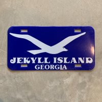 【14.8cm×29.0cm】JEKYLL ISLAND プラスチックサイン ナンバープレート 青■ビンテージ アンティーク アメリカ雑貨 看板 鳥 ジョージア
