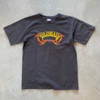 【M】anvil 「COLORADO」ピンストライプ プリントTシャツ ブラック 黒■オールド アメリカ古着 2000s アンビル コットン ホットロッド MC