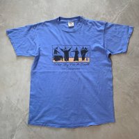 【L/XL】2000s ONEITA 魔女 プリントTシャツ 青紫■ビンテージ アメリカ古着 オニータ コットン シングルステッチ 黒猫 黒魔術 トカゲ