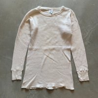 【M/L】USA製 J.E.MORGAN オールコットン サーマルシャツ 白■ビンテージ アメリカ古着 アンダーウェア インナー ロンT ワッフル 90s