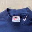 画像3: 【M】90s USA製 NIKE モックネック 長袖Tシャツ ロンT ネイビー 紺■ビンテージ オールド アメリカ古着 ナイキ ロゴ刺繍 ハイネック