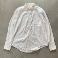 画像1: 【M/L】60s Hampton ダブルカフス 長袖ドレスシャツ 白 織柄■ビンテージ オールド アメリカ古着 オールコットン 白シャツ 総柄 (1)