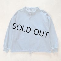 【L/XL】90s USA製 WEK モックネック 裏起毛 キャンバス スウェット 青■ビンテージ オールド アメリカ古着 トレーナー ハイネック