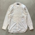 画像1: 【S/M】RRL バンドカラー ドレスシャツ 白 総柄■ビンテージ アメリカ古着 ラルフローレン フリルシャツ プリーツ 白シャツ (1)