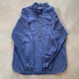 画像7: 【M/L】90s USA製 DRAWSTRINGS バンドカラー 長袖プルオーバーシャツ 青 織柄■ビンテージ オールド アメリカ古着 総柄