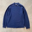 画像1: 【M】90s USA製 NIKE モックネック 長袖Tシャツ ロンT ネイビー 紺■ビンテージ オールド アメリカ古着 ナイキ ロゴ刺繍 ハイネック (1)