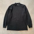 画像1: 【L】90s USA製 NIKE モックネック 長袖Tシャツ ロンT ブラック 黒■ビンテージ オールド アメリカ古着 ナイキ ロゴ刺繍 ハイネック (1)