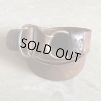 【Free】UNKNOWN バックル付き レザーベルト ブラウン 茶色■ビンテージ オールド アメリカ古着 リングベルト