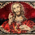 画像3: 【48.5cm×95cm】キリストモチーフ ベルベット ラグ■ビンテージ アンティーク レトロ インテリア ベロアマット タペストリー 60s/70s