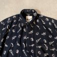 画像3: 【M/L】GOOUCH 半袖レーヨンシャツ ブラック 黒総柄■ビンテージ オールド レトロ アメリカ古着 90s 楽器 ギター ドラム バンド