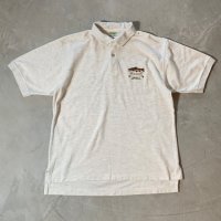【M/L】USA製 LL BEAN ブラックバス 刺繍入り 半袖ポロシャツ ライトグレー■ビンテージ オールド アメリカ古着 90s エルエルビーン