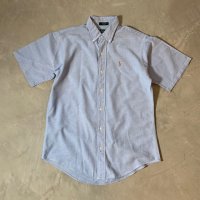 【S or Ladies】USA製 Polo Ralph Lauren 半袖ボタンダウンシャツ 青■ビンテージ アメリカ古着 90s ポロラルフローレン ボーイズ