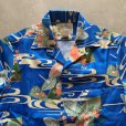 画像3: 【S】USA製 MARK CHRISTOPHER ポリエステル 半袖アロハシャツ 青 総柄■ビンテージ オールド レトロ アメリカ古着 和柄 ポリシャツ