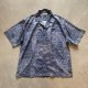【L/XL】TOMMY BAHAMA ボックス 半袖シルクシャツ 青 総柄■ビンテージ オールド アメリカ古着 開襟 トミーバハマ オープンカラー アロハ