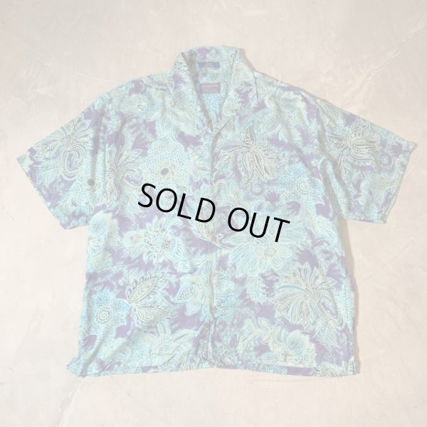 画像1: 【XL/XXL】PENDLETON ボックス 半袖シルクシャツ 青系 総柄■ビンテージ オールド レトロ アメリカ古着 90s/2000s ペンドルトン