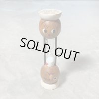 【15.2cm】ウッド アワーグラス 砂時計 3分計 木製■ビンテージ アンティーク レトロ アメリカ雑貨 フェイス クッキングタイマー 男女 顔