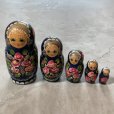 画像1: 【17cm】ロシア マトリョーシカ 5Pセット 作家物■ビンテージ オールド インテリア 入れ子 民芸 人形 ドール ハンドペイント (1)