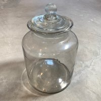 【30cm】昭和 ガラス瓶 蓋付き空瓶■ビンテージ アンティーク 雑貨 骨董 レトロ インテリア 駄菓子 キャンディ 気泡ガラス ボトル