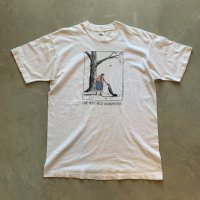 【L】90s USA製 NEAT GRANDMOTHER プリントTシャツ 白■ビンテージ オールド アメリカ古着 フルーツオブザルーム アート おばあちゃん