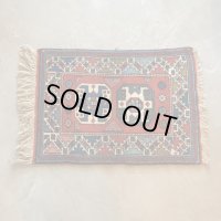 【60cm×82cm】デッドストック トルコ トライバルラグ ウールカーペット 総柄■インテリア マット エスニック 中東 絨毯 未使用 No.1